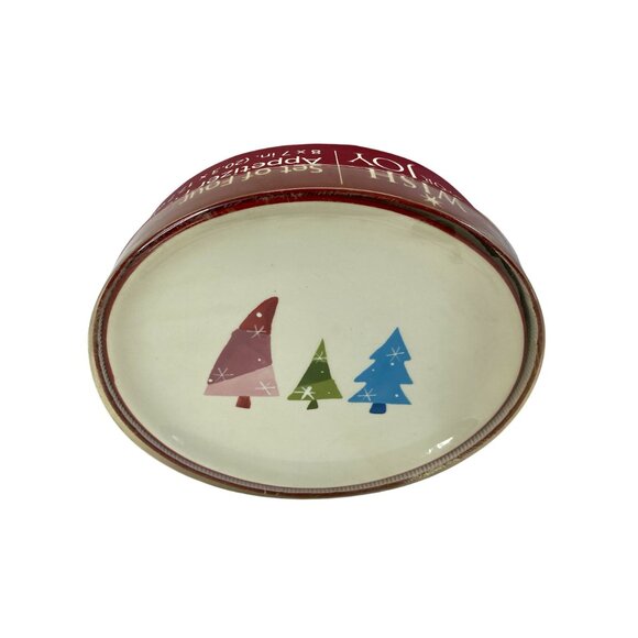Set Of 4 Christmas Tree Appetizer 8 in Plates Vintage Sears NWB - Picture 2 of 5
